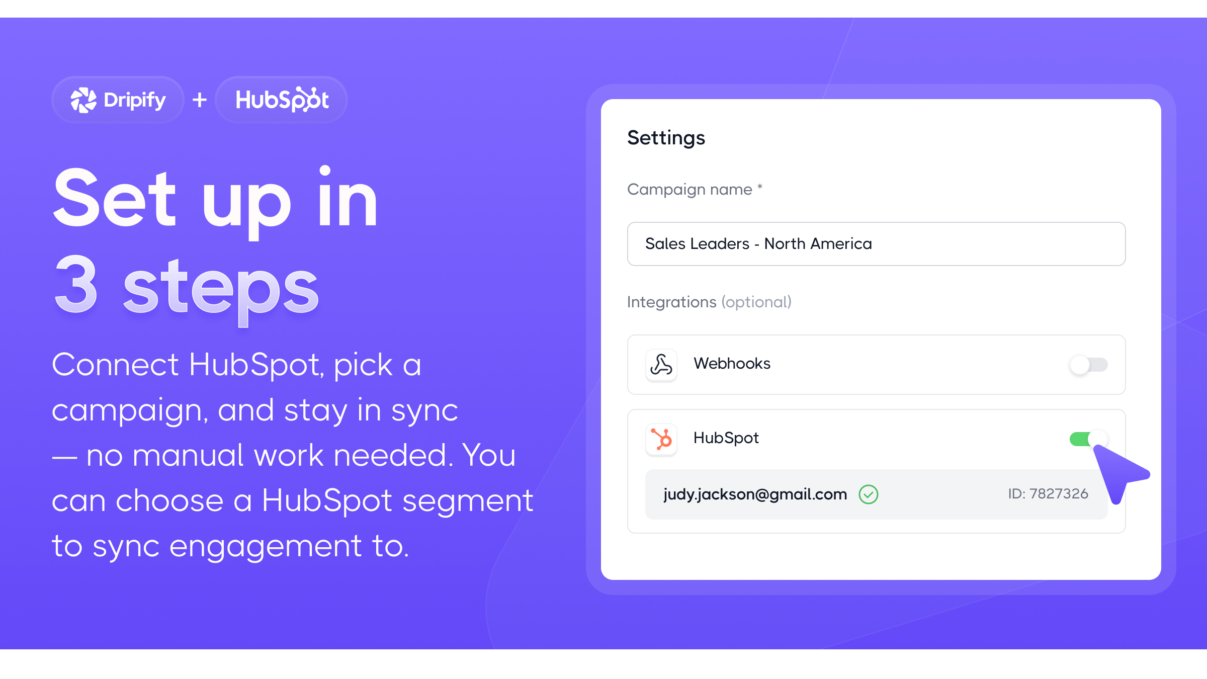Configuration de Dripify et HubSpot